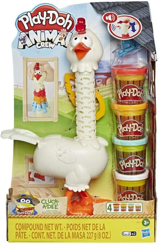 Play-Doh E6647 Animal Crew Cluck-a-Dee Verrücktes Huhn, Bauernhof-Spielset mit 4 Farben Knete