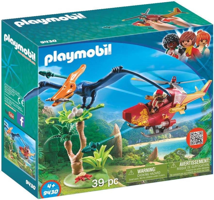 PLAYMOBIL Dinos 9430 Helikopter mit Flugsaurier, Ab 4 Jahren