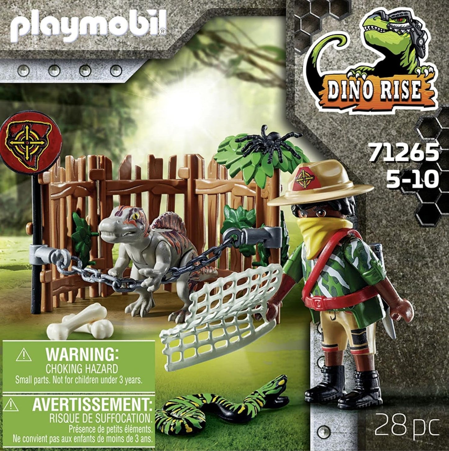 PLAYMOBIL Dino Rise 71265 Spinosaurus-Baby, Dinosaurier im Käfig, Spielzeug für Kinder ab 5 Jahren