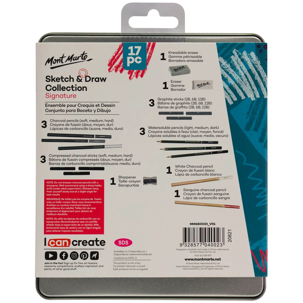 NEU: MONT MARTE Sketch & Draw Collection (Signature-Serie) – 17-teiliges Set für Kunst und Zeichnen
