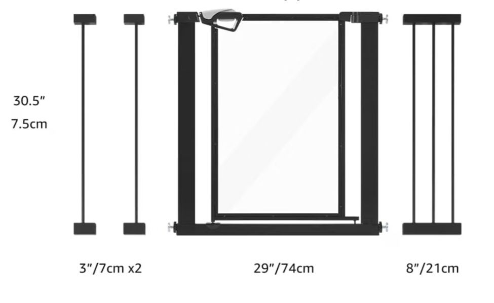 Hundegitter Türgitter Treppengitter Haustiergitter Transparent schwarz 74-109cm