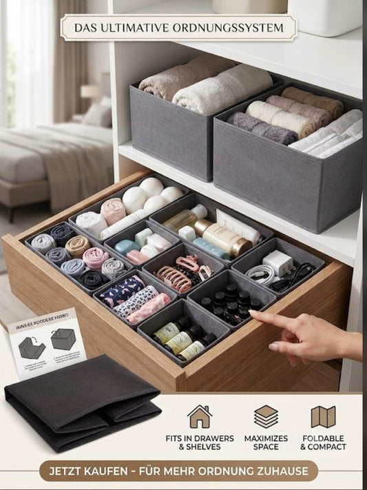 12-teiliges Schubladen-Organizer Set grau