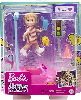 Barbie GRP17 - Skipper Babysitters Inc. Zubehörset mit kleiner Puppe und Spielzeugauto und Zubehör, für Kinder