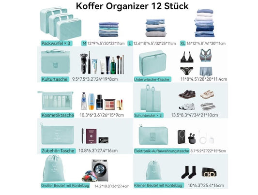 12-teiliges Koffer-Organizer-Set