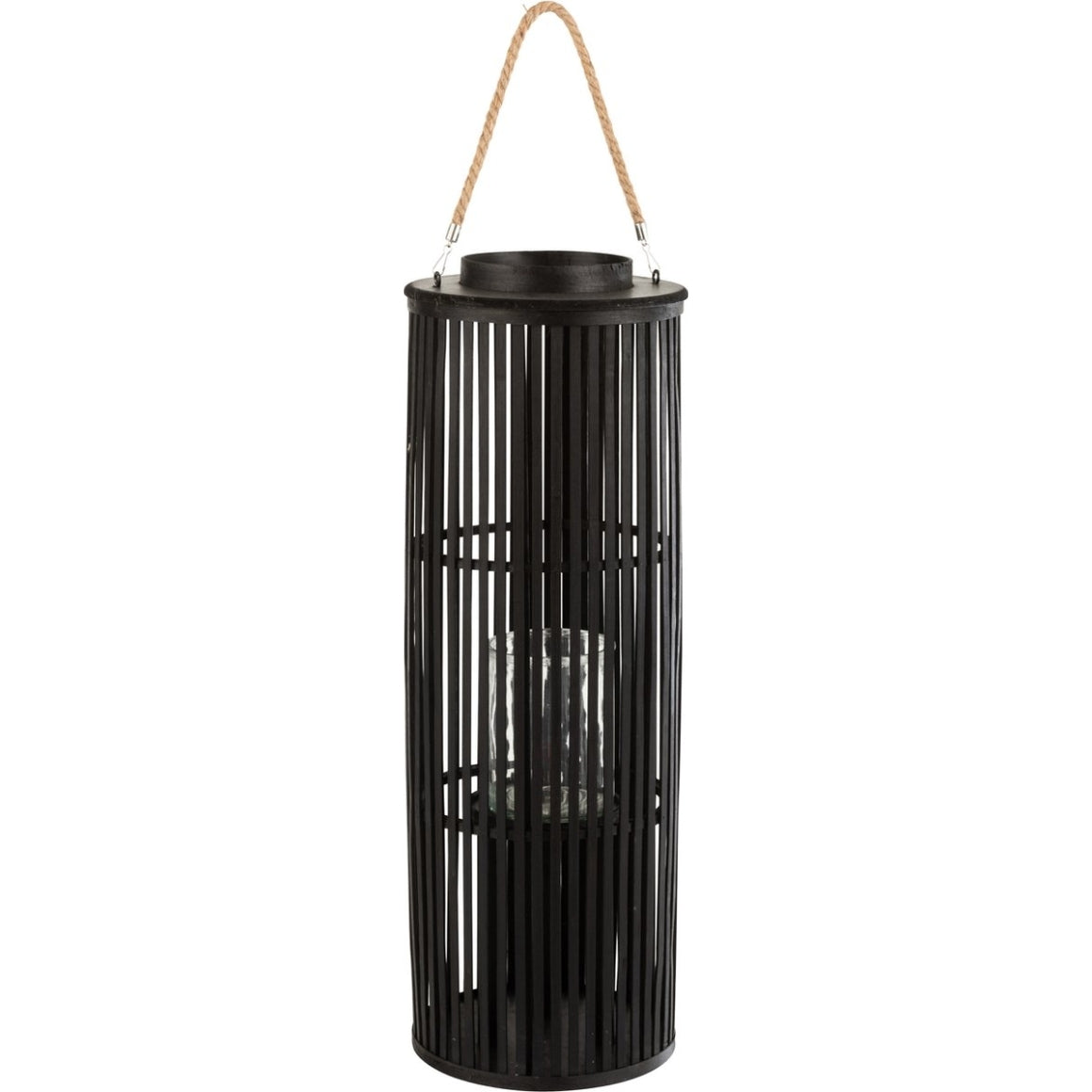 J-Line Laterne Tube Bambus schwarz 80 cm